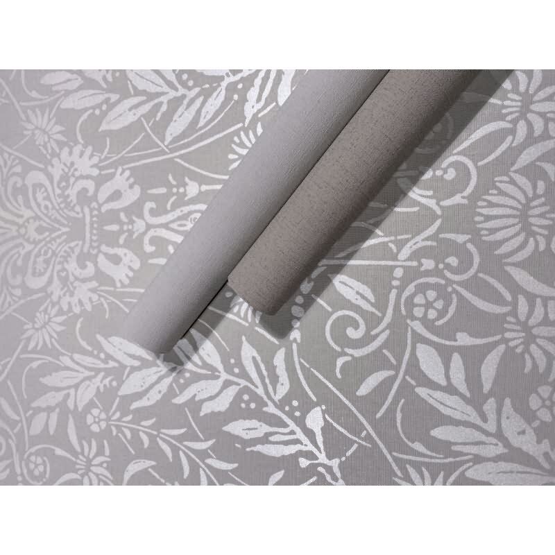 Vliestapete Ornament Floral Natur in Grau für Wohnzimmer, Schlafzimmer, Büro (82512)