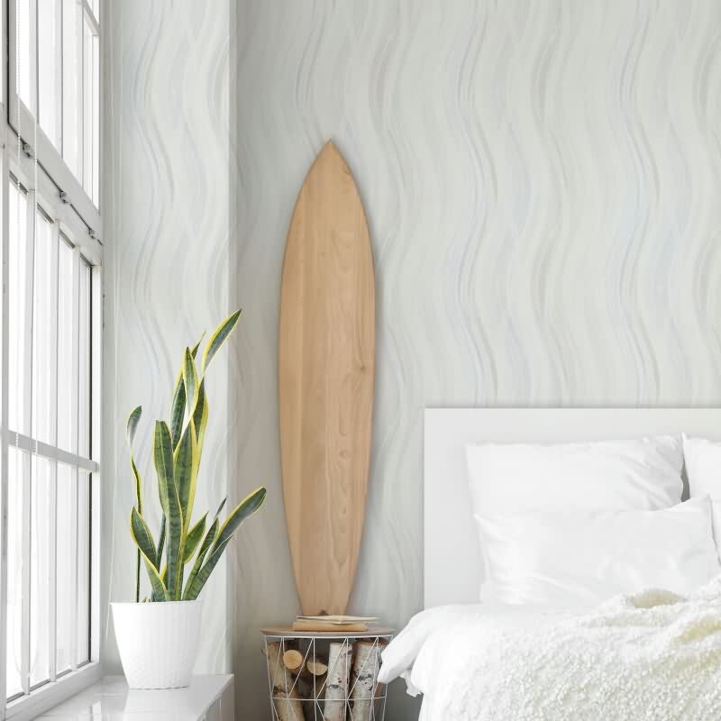 Vliestapete Wellen, Streifen Grafisch Modern matt in Weiß für Wohnzimmer, Schlafzimmer, Küche (82554)