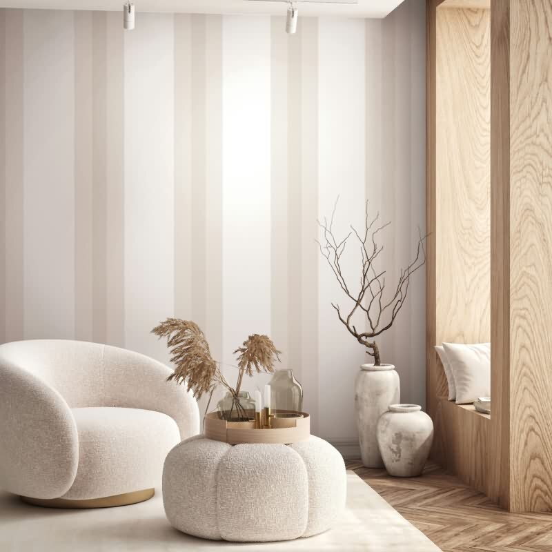 Vliestapete Streifen Streifen Klassisch matt in Beige für Wohnzimmer, Schlafzimmer, Küche (82564)