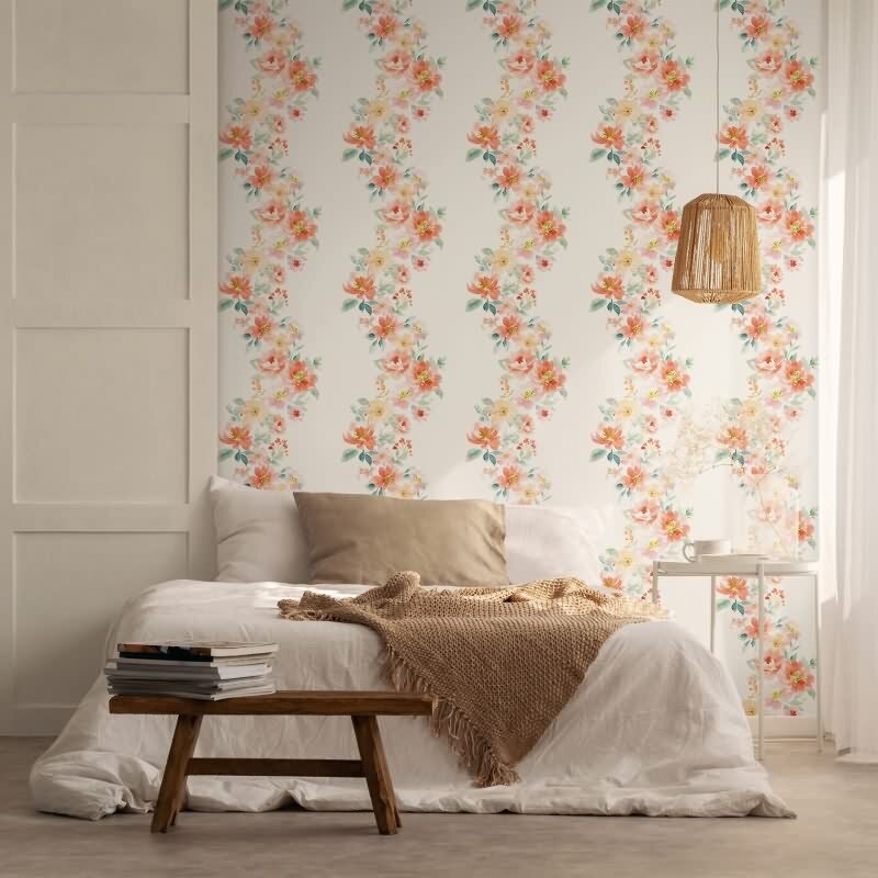 Vliestapete Blumen Floral Natur, Romantisch, Modern matt in Weiß für Wohnzimmer, Schlafzimmer, Küche (89011)
