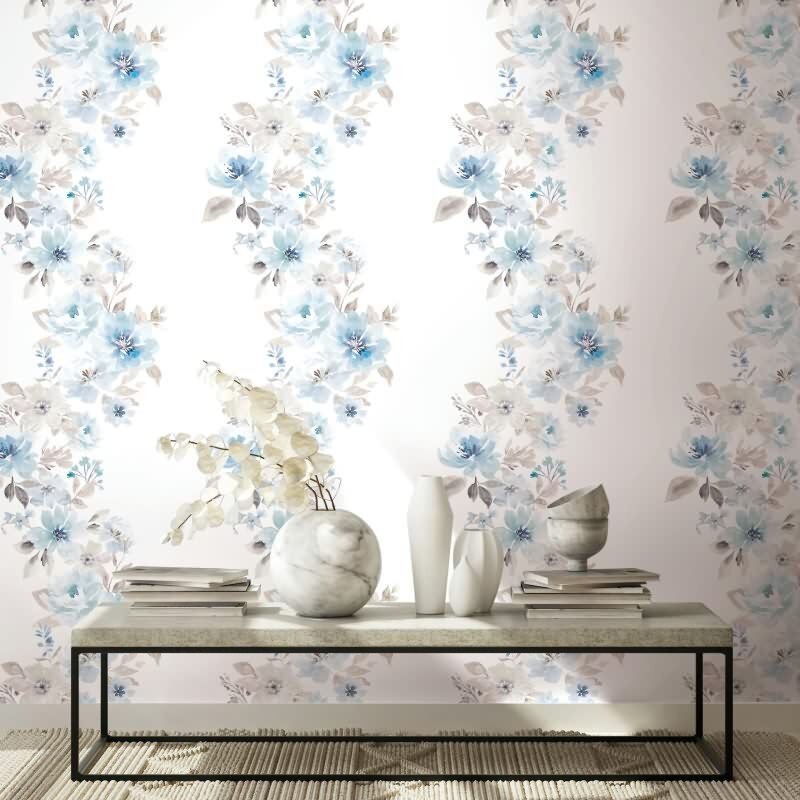 Vliestapete Blumen Floral Natur, Romantisch matt in Weiß für Wohnzimmer, Schlafzimmer, Küche (89012)