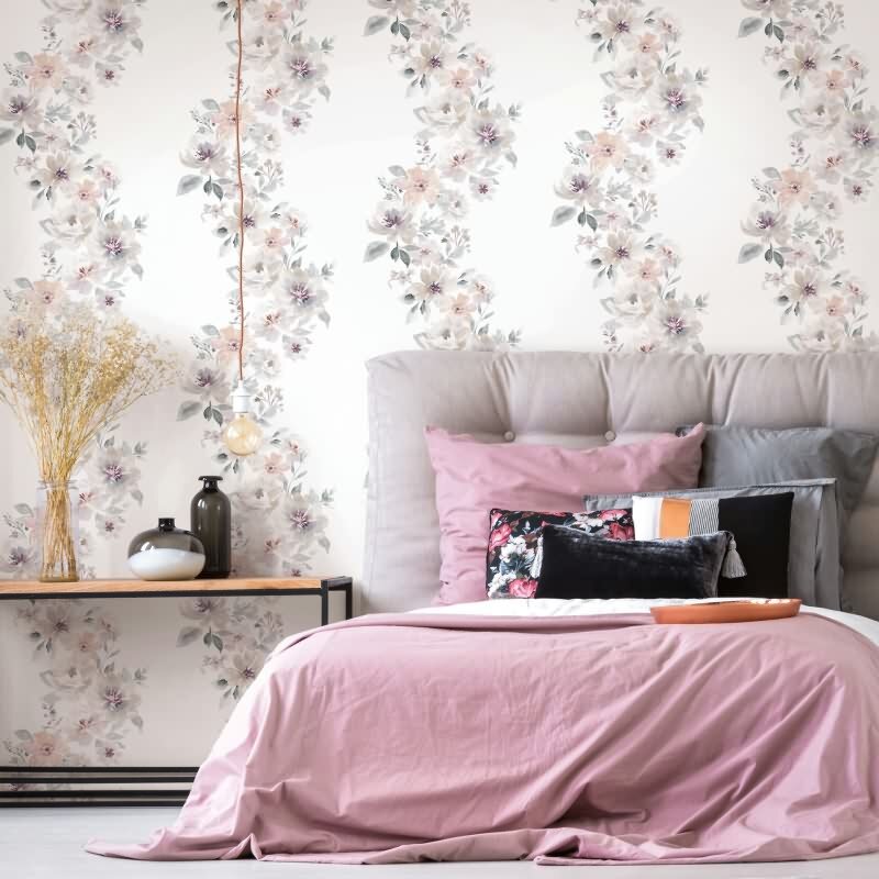 Vliestapete Blumen Floral Natur, Romantisch matt in Weiß für Wohnzimmer, Schlafzimmer, Küche (89013)