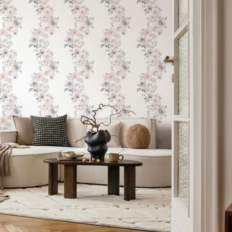 Vliestapete Blumen Floral Natur, Romantisch matt in Weiß für Wohnzimmer, Schlafzimmer, Küche (89013)