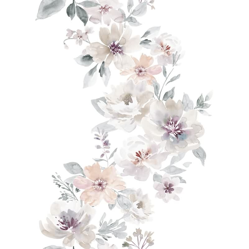 Vliestapete Blumen Floral Natur, Romantisch matt in Weiß für Wohnzimmer, Schlafzimmer, Küche (89013)