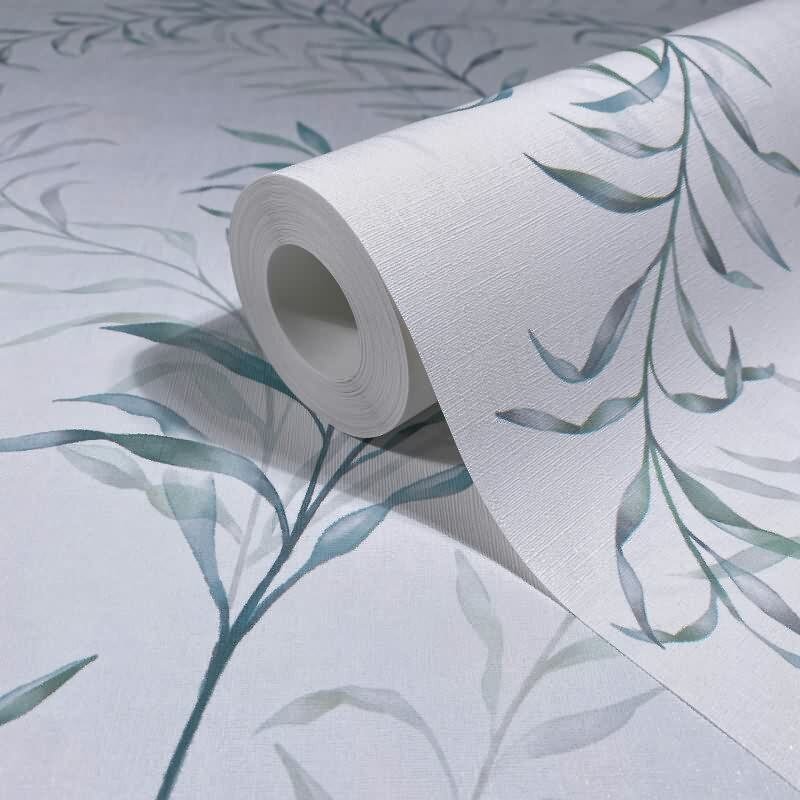 Vliestapete Blätter Floral Natur matt in Weiß für Wohnzimmer, Schlafzimmer, Küche (89014)