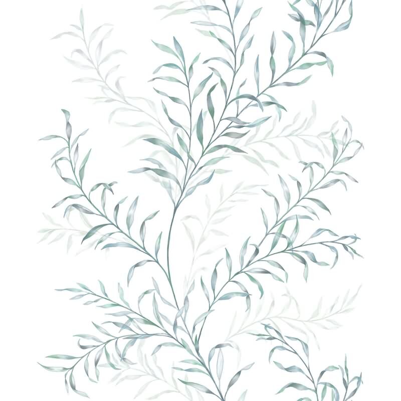 Vliestapete Blätter Floral Natur matt in Weiß für Wohnzimmer, Schlafzimmer, Küche (89014)