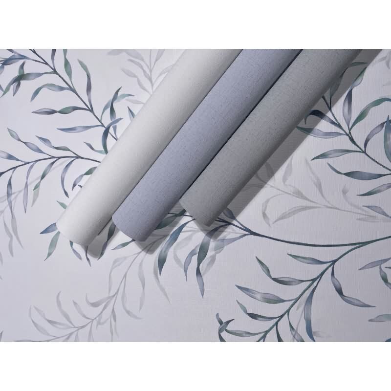 Vliestapete Blätter Floral Natur matt in Weiß für Wohnzimmer, Schlafzimmer, Küche (89014)