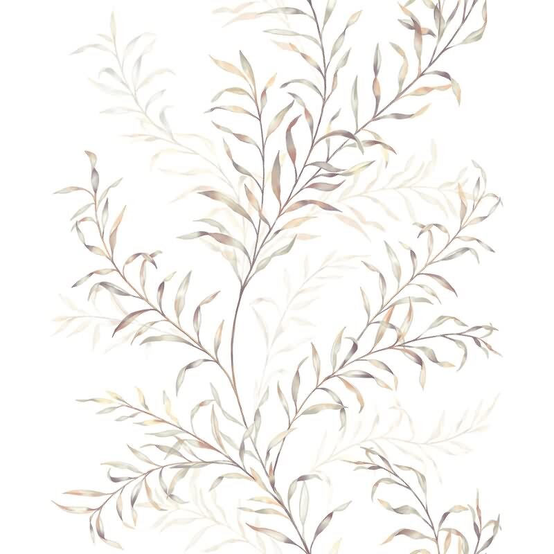 Vliestapete Blätter Floral Natur matt in Weiß für Wohnzimmer, Schlafzimmer, Küche (89015)