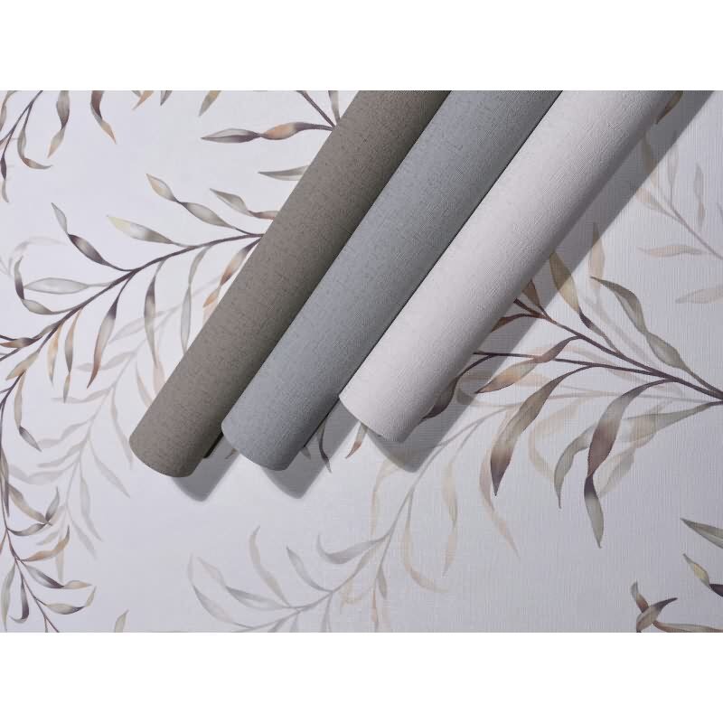 Vliestapete Blätter Floral Natur matt in Weiß für Wohnzimmer, Schlafzimmer, Küche (89015)