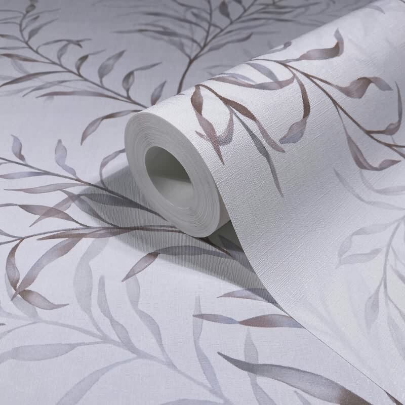 Vliestapete Blätter Floral Natur matt in Weiß für Wohnzimmer, Schlafzimmer, Küche (89017)