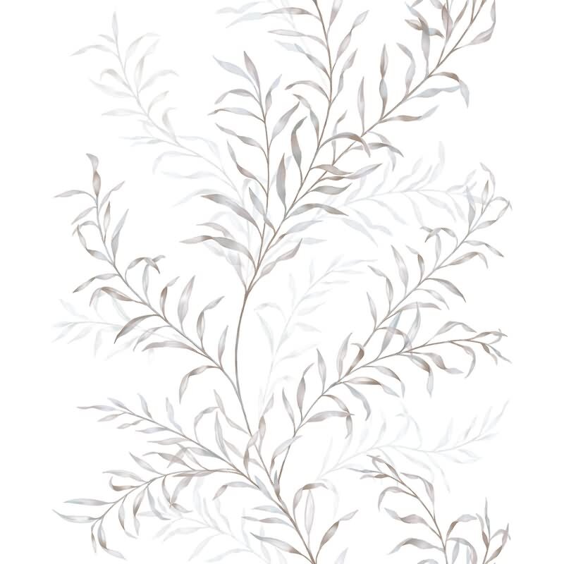 Vliestapete Blätter Floral Natur matt in Weiß für Wohnzimmer, Schlafzimmer, Küche (89017)