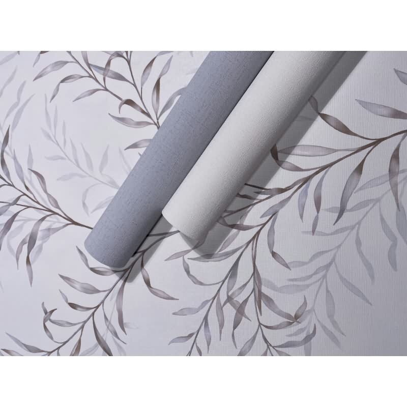 Vliestapete Blätter Floral Natur matt in Weiß für Wohnzimmer, Schlafzimmer, Küche (89017)