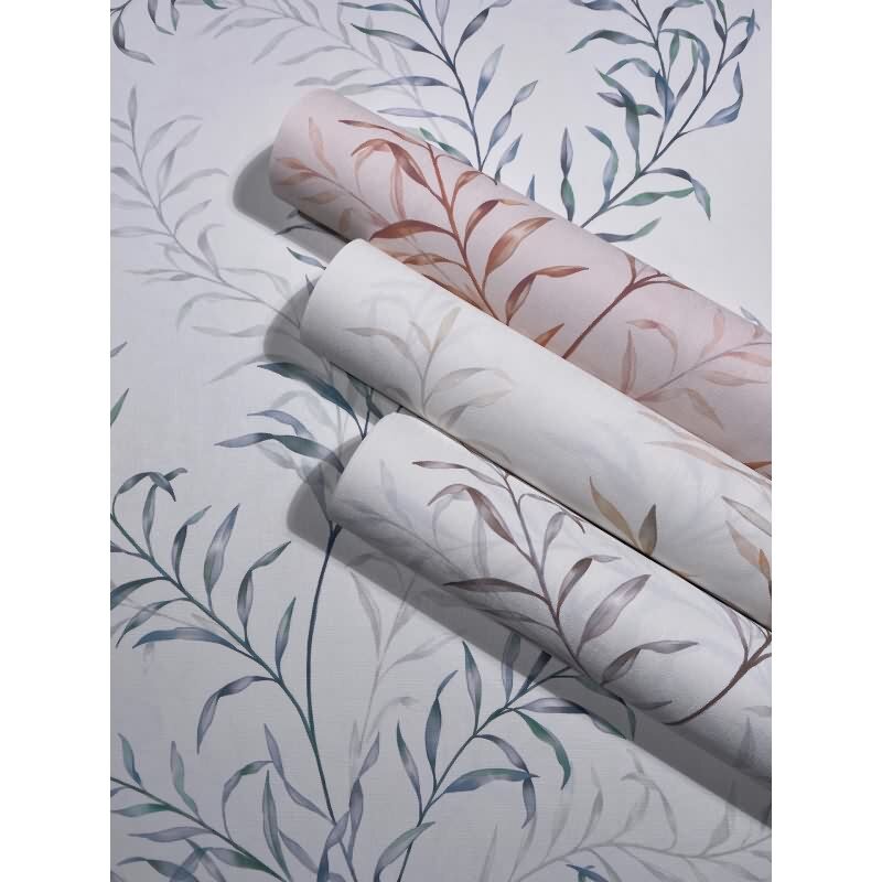 Vliestapete Blätter Floral Natur matt in Weiß für Wohnzimmer, Schlafzimmer, Küche (89017)