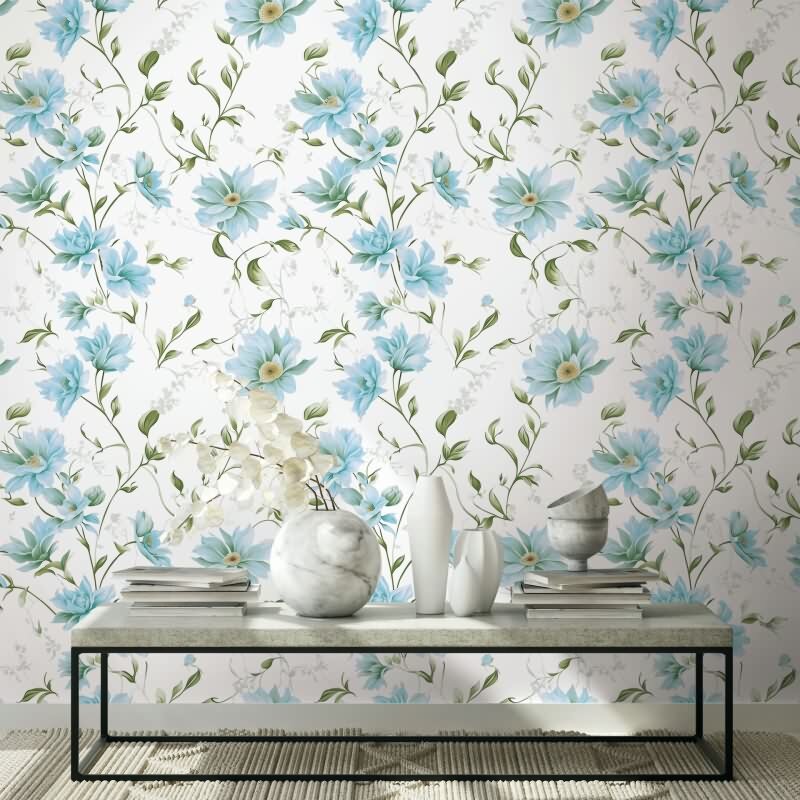 Vliestapete Blumen, Blätter Floral Natur matt in Weiß für Wohnzimmer, Schlafzimmer, Küche (89022)