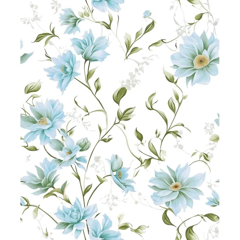 Vliestapete Blumen, Blätter Floral Natur matt in Weiß für Wohnzimmer, Schlafzimmer, Küche (89022)