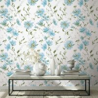 Vliestapete Blumen, Bl&auml;tter Floral Natur matt in...