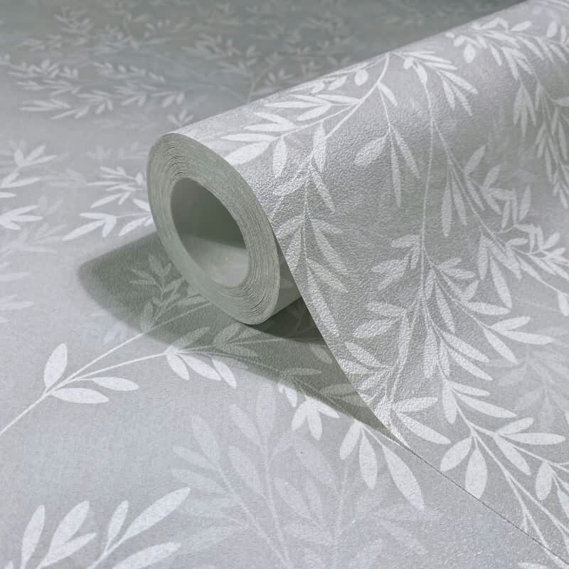 Vliestapete Blätter Floral Natur matt in Grau für Wohnzimmer, Schlafzimmer, Küche (89025)