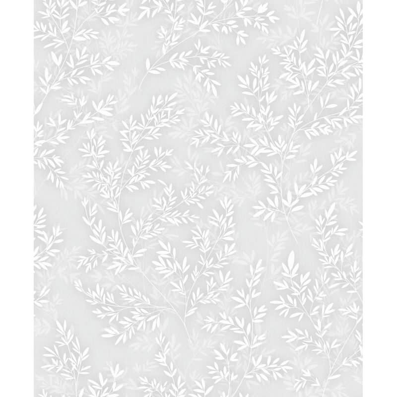 Vliestapete Blätter Floral Natur matt in Grau für Wohnzimmer, Schlafzimmer, Küche (89025)