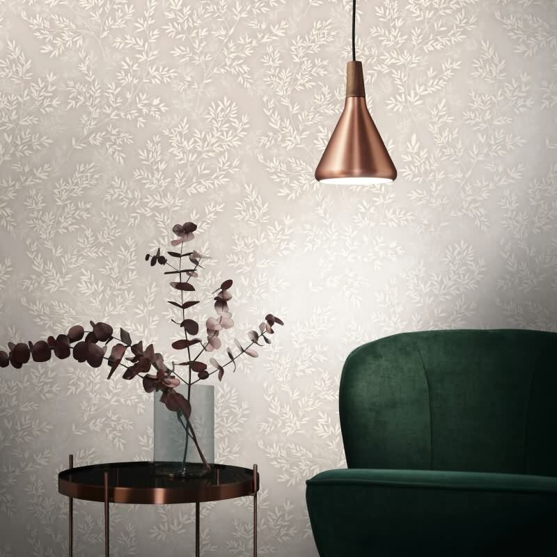Vliestapete Blätter Floral Natur matt in Grau für Wohnzimmer, Schlafzimmer, Küche (89026)