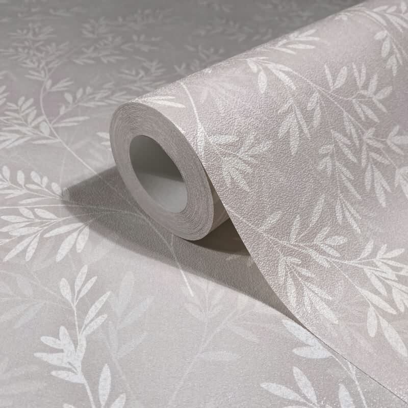 Vliestapete Blätter Floral Natur matt in Grau für Wohnzimmer, Schlafzimmer, Küche (89026)