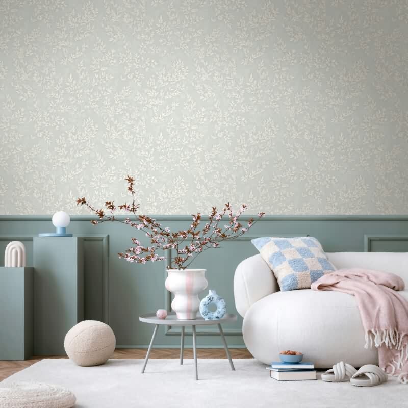 Vliestapete Blätter Floral Natur matt in Grün für Wohnzimmer, Schlafzimmer, Küche (89027)