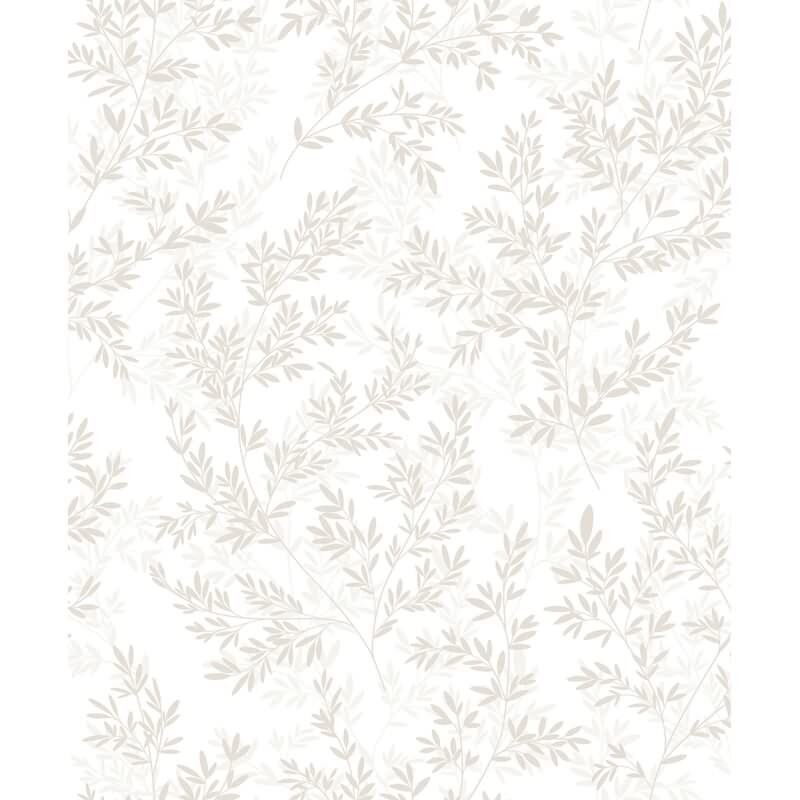 Vliestapete Blätter Floral Natur matt in Weiß für Wohnzimmer, Schlafzimmer, Küche (89028)