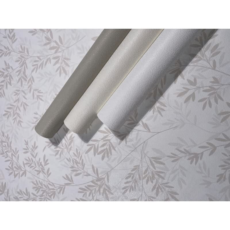 Vliestapete Blätter Floral Natur matt in Weiß für Wohnzimmer, Schlafzimmer, Küche (89028)