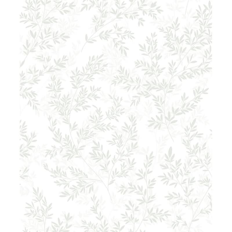 Vliestapete Blätter Floral Natur matt in Weiß für Wohnzimmer, Schlafzimmer, Küche (89029)