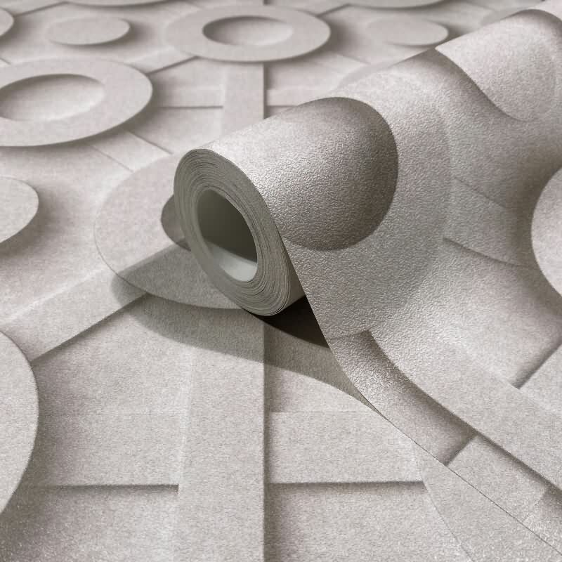 Vliestapete Grafisch 3D-Optik Modern, Kreise matt in Grau für Wohnzimmer, Schlafzimmer, Büro (89030)