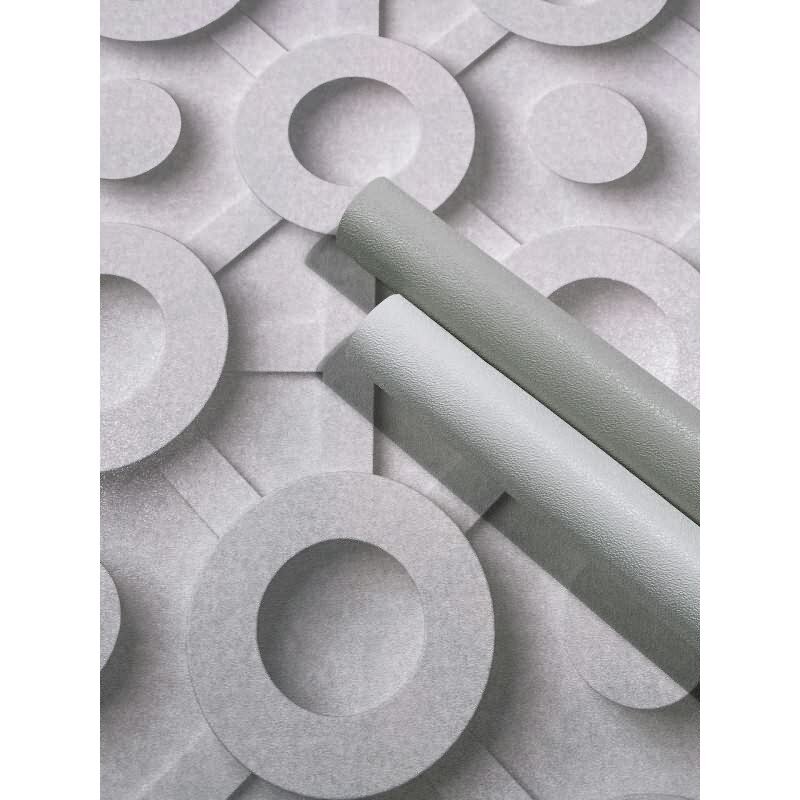 Vliestapete Grafisch 3D-Optik Modern, Kreise matt in Grau für Wohnzimmer, Schlafzimmer, Büro (89030)