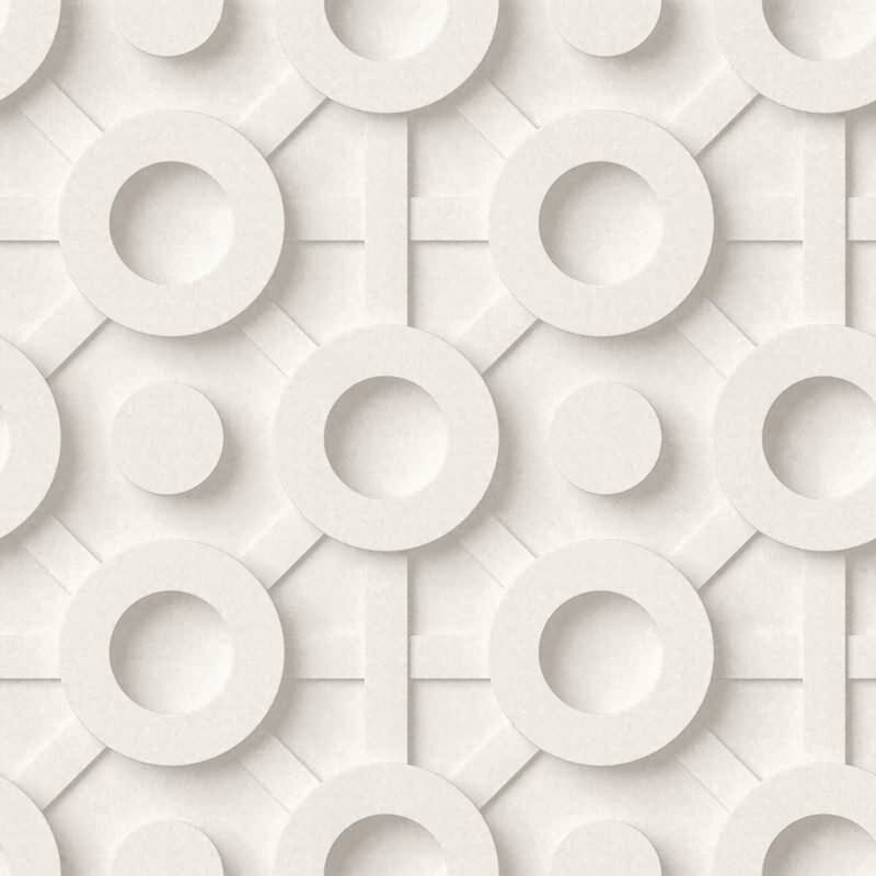 Vliestapete Grafisch 3D-Optik Modern, Kreise matt in Weiß für Wohnzimmer, Schlafzimmer, Büro (89031)