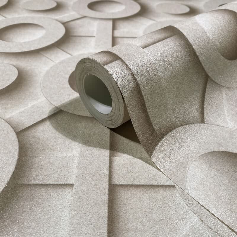 Vliestapete Grafisch 3D-Optik Modern, Kreise matt in Beige für Wohnzimmer, Schlafzimmer, Büro (89032)