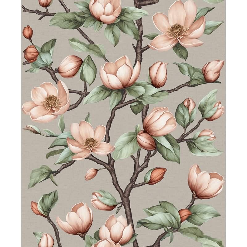 Vliestapete Äste, Blumen Floral Natur matt in Grau für Wohnzimmer, Schlafzimmer, Küche (89033)