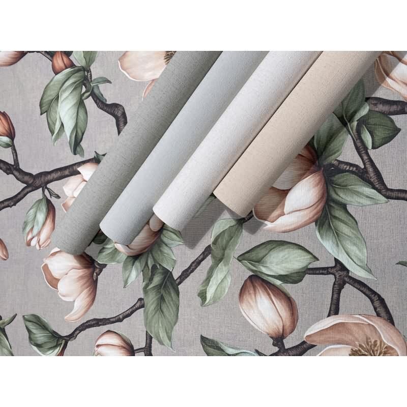 Vliestapete Äste, Blumen Floral Natur matt in Grau für Wohnzimmer, Schlafzimmer, Küche (89033)