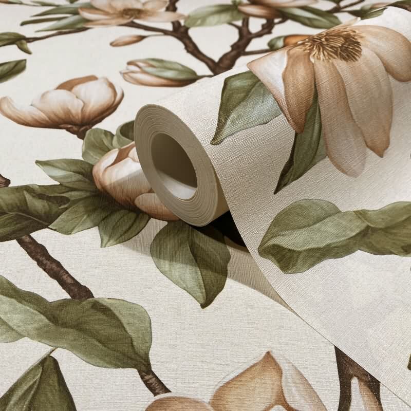 Vliestapete Äste, Blumen Floral Natur matt in Beige für Wohnzimmer, Schlafzimmer, Küche (89034)