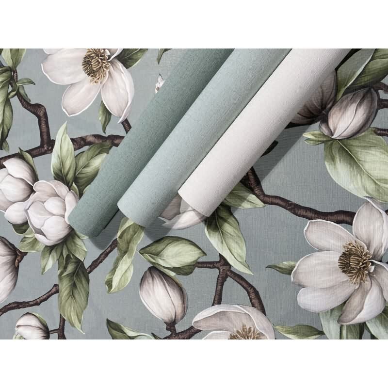 Vliestapete Äste, Blumen Floral Natur matt in Grün für Wohnzimmer, Schlafzimmer, Küche (89037)