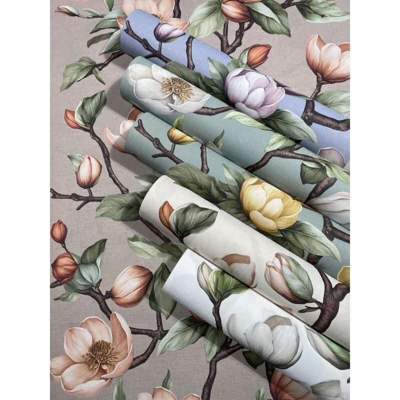 Vliestapete Äste, Blumen Floral Natur matt in Grün für Wohnzimmer, Schlafzimmer, Küche (89037)