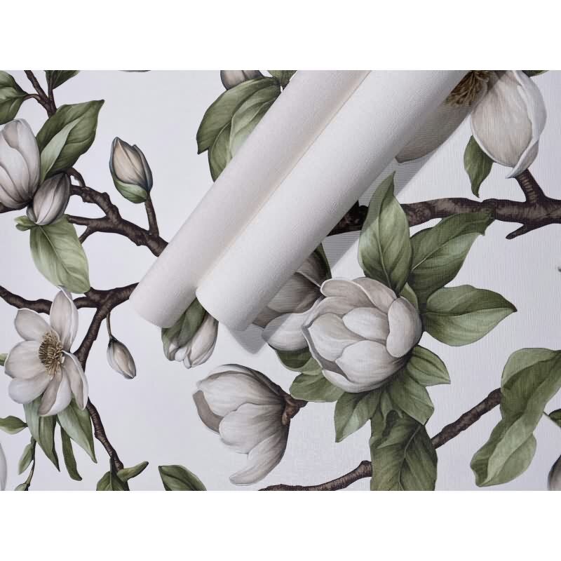 Vliestapete Äste, Blumen Floral Natur matt in Weiß für Wohnzimmer, Schlafzimmer, Küche (89038)