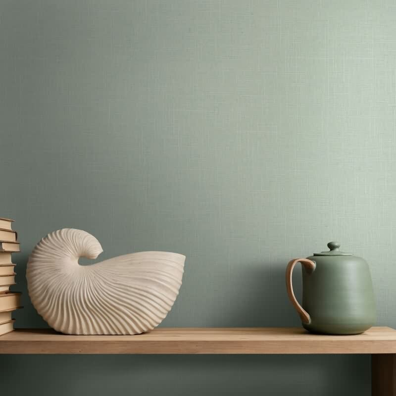 Vliestapete Textil, Struktur Uni Modern matt in Grün für Wohnzimmer, Schlafzimmer, Büro (35761)