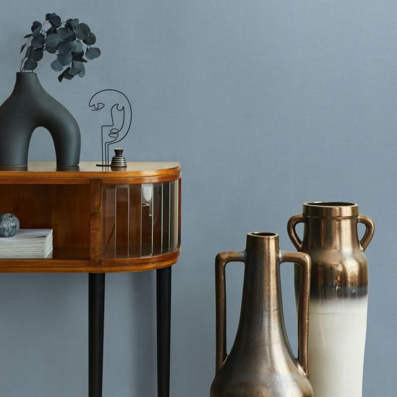 Vliestapete Textil, Struktur Uni Modern matt in Blau für Wohnzimmer, Schlafzimmer, Büro (35763)