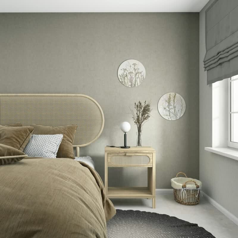 Vliestapete Textil, Struktur Uni Modern matt in Grün für Wohnzimmer, Schlafzimmer, Büro (35766)