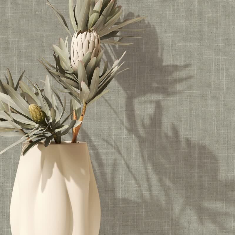 Vliestapete Textil, Struktur Uni Modern matt in Grün für Wohnzimmer, Schlafzimmer, Büro (35766)