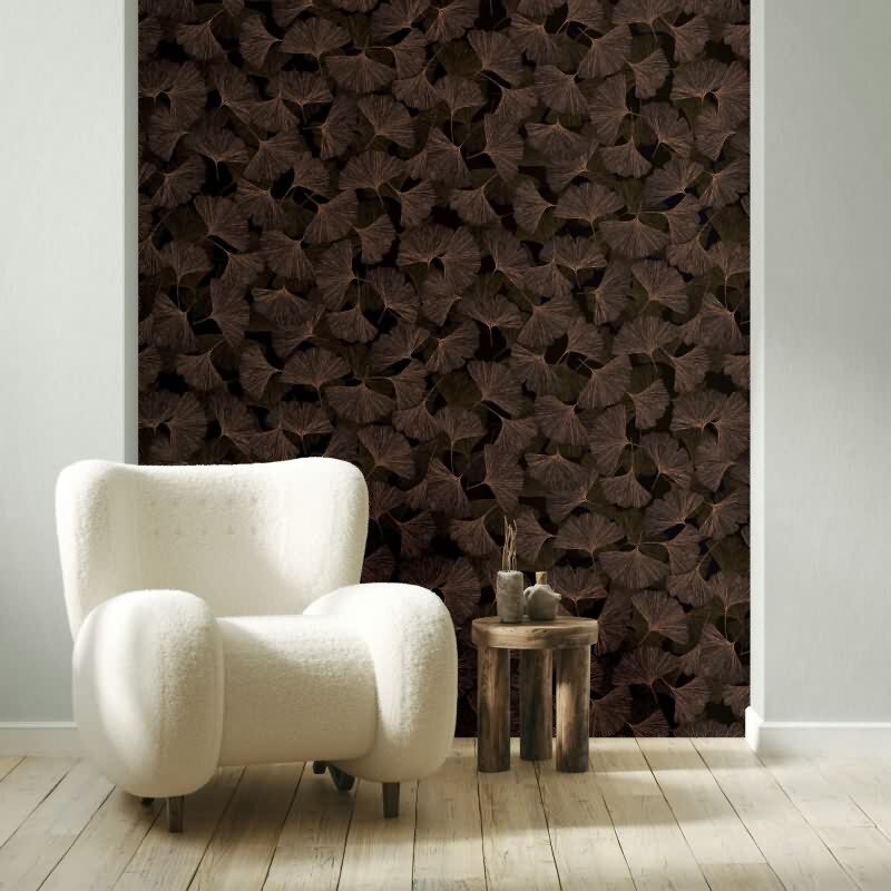 Vliestapete 3D, Blätter Floral Natur matt in Braun für Wohnzimmer, Schlafzimmer, Büro (35779)