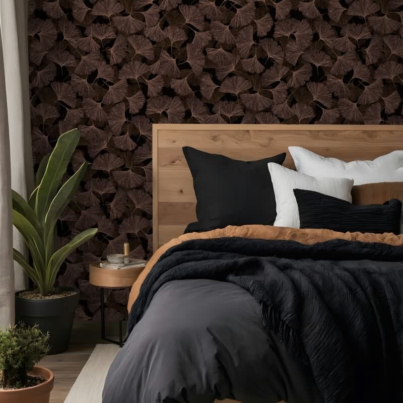 Vliestapete 3D, Blätter Floral Natur matt in Braun für Wohnzimmer, Schlafzimmer, Büro (35779)