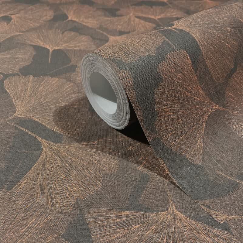 Vliestapete 3D, Blätter Floral Natur matt in Braun für Wohnzimmer, Schlafzimmer, Büro (35779)