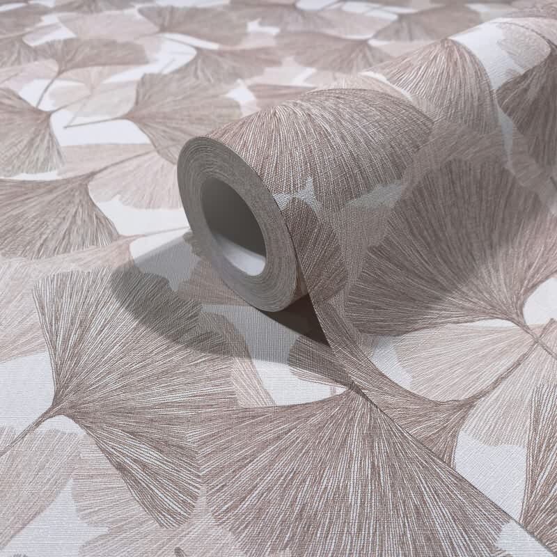 Vliestapete 3D, Blätter Floral Natur matt in Beige für Wohnzimmer, Schlafzimmer, Büro (35780)