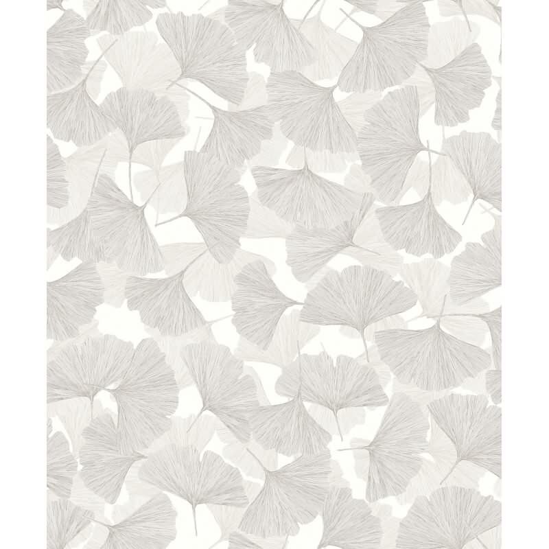 Vliestapete 3D, Blätter Floral Natur matt in Grau für Wohnzimmer, Schlafzimmer, Büro (35781)