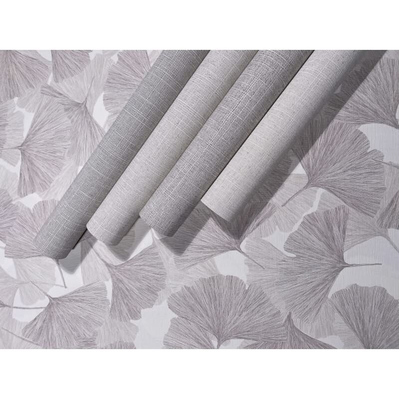 Vliestapete 3D, Blätter Floral Natur matt in Grau für Wohnzimmer, Schlafzimmer, Büro (35781)