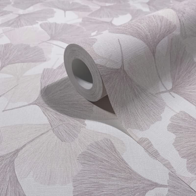 Vliestapete 3D, Blätter Floral Natur matt in Grau für Wohnzimmer, Schlafzimmer, Büro (35782)