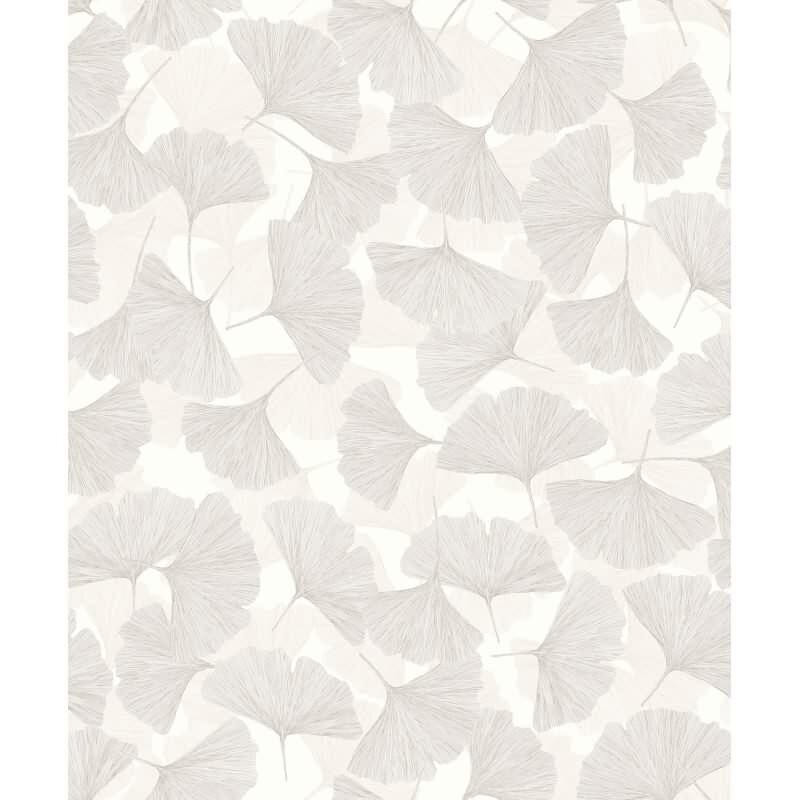 Vliestapete 3D, Blätter Floral Natur matt in Grau für Wohnzimmer, Schlafzimmer, Büro (35782)